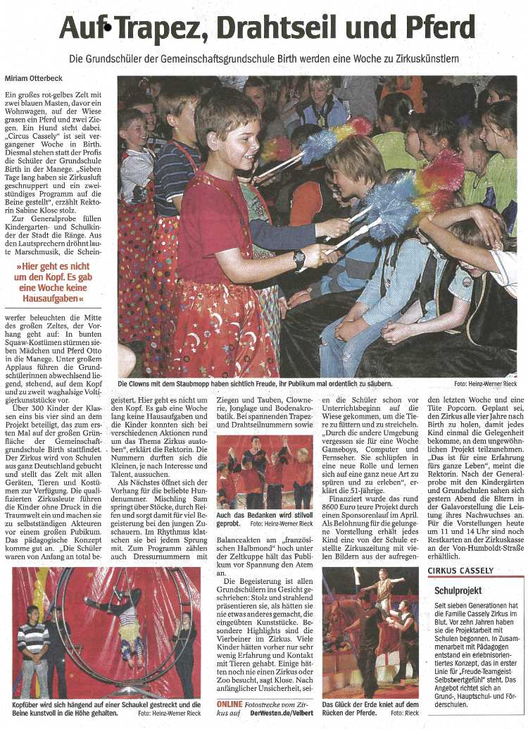 Drahtseil, Trapez und Pferd